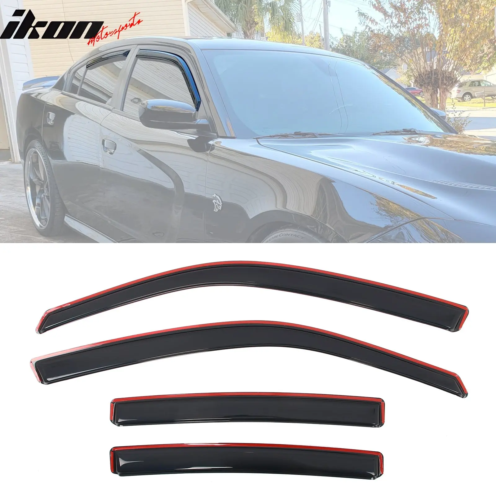 4PCS In-Channel Rain Guard Window Visors Smoke Tinted for 2011-2023 Dodge Charger, Side Window Deflectors Sun Rain Wind Ventilation Shade,