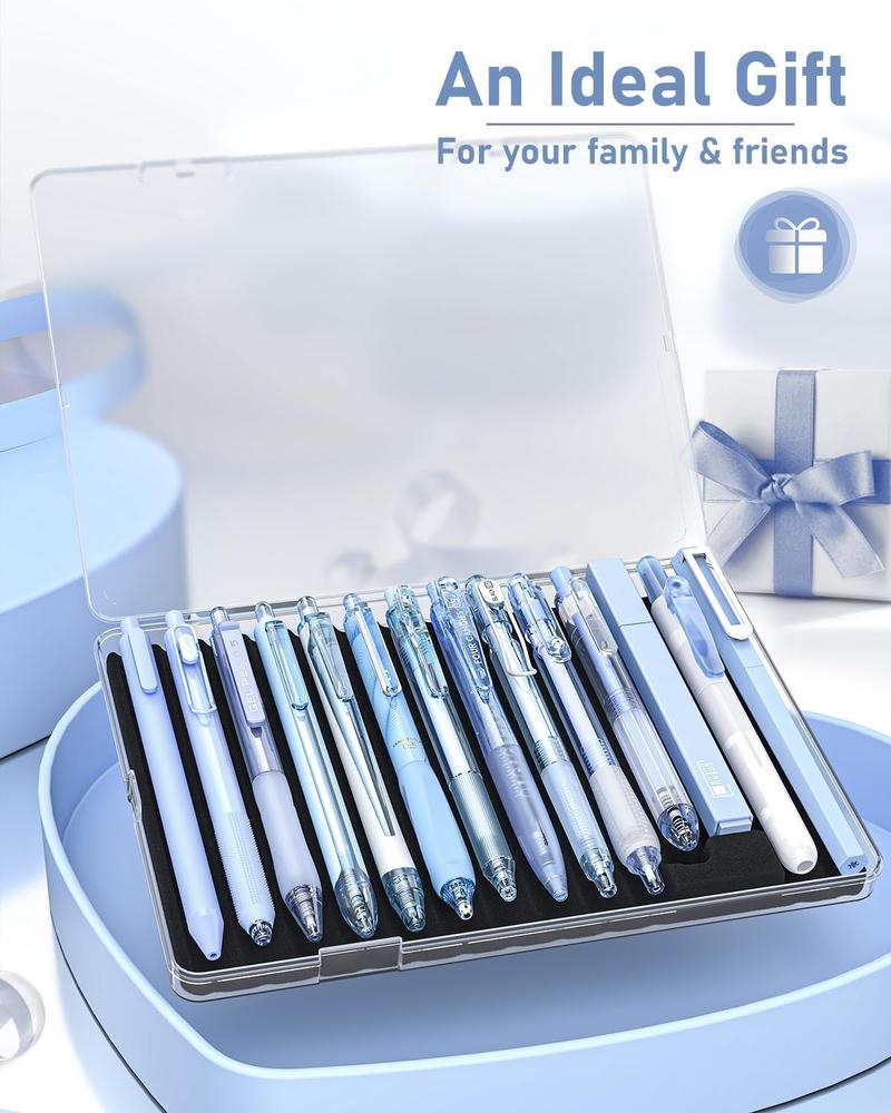 Four Candies 14Pack Pastel Gel Ink Pen Set,Cute Retractable 0.5mm Fine Point Pen,Note Taking Aesthetic Pens,12 Pack Black Ink Pens with 2Pcs Highlighter, Smooth Writing Pens for School and Office,NoteTaking,Students Stationary,girly office supplies