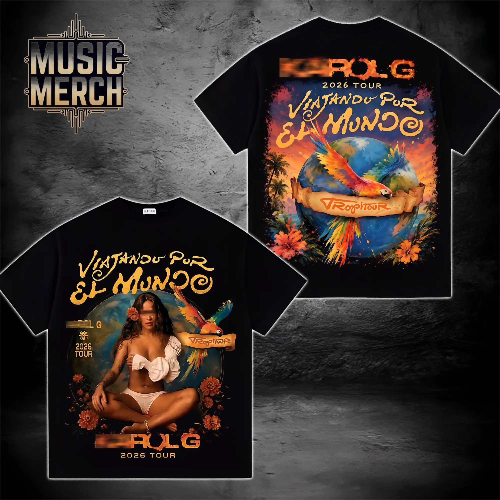 Karol G - Tropitour Date 2026 High-Quality 100% Cotton T-Shirt, Viajando Por El Mundo Tour Merch Reggaeton Fan Graphic Tee, Streetwear Graphic Shirt, Gift for La Bichota Fans Vintage Latin Music Collector Tee