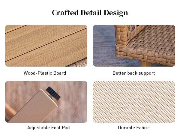 Sophia&William Outdoor Patio Furniture Set - Sectional Rattan Wicker Sofa Couch, 10" Thick Waterproof Cushions, Assembly Required, Garden Use, FathersDayGift