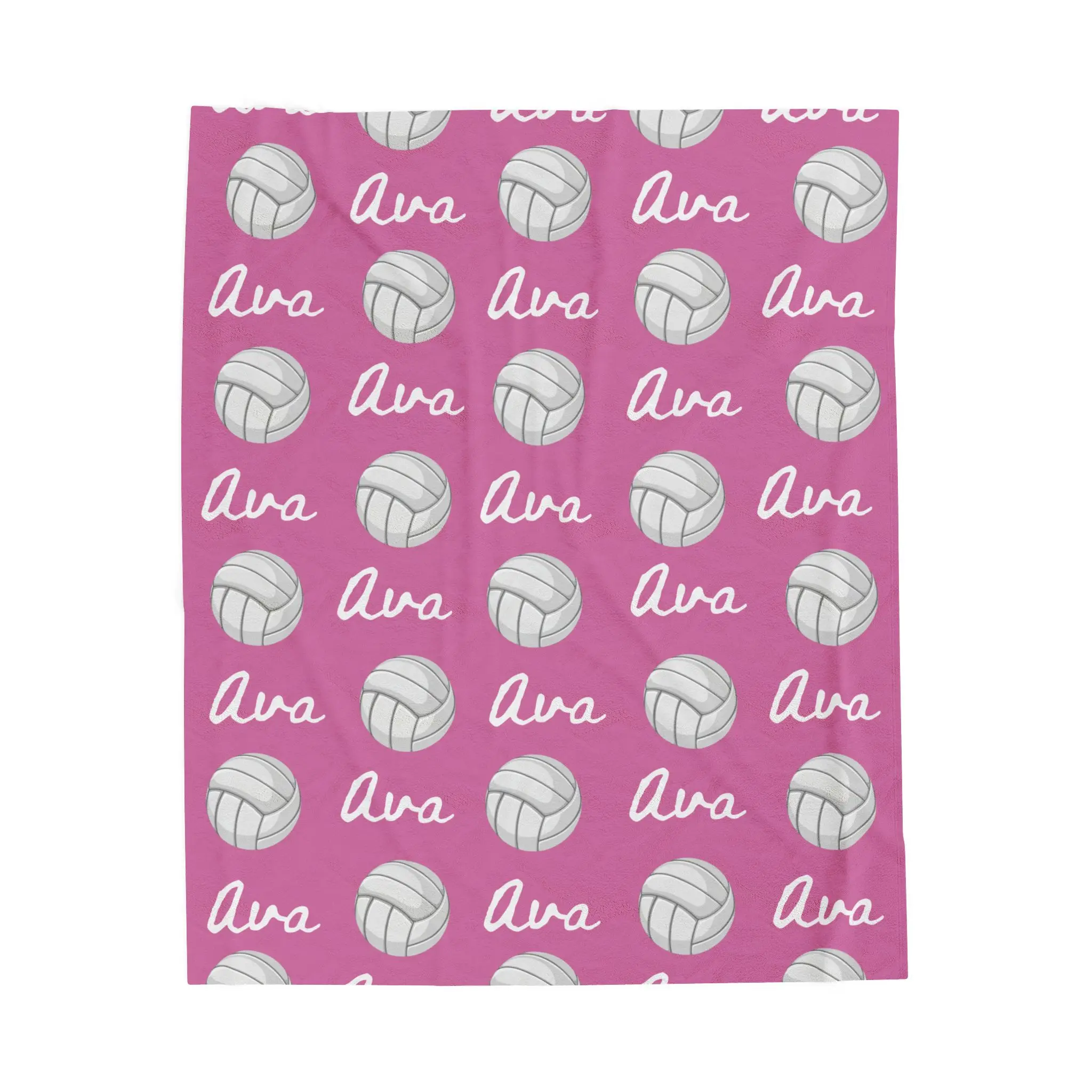 Customized Volleyball Motif Print Velveteen Plush Blanket - Polyester Blend, Velvet Texture, Plush Weave, Double Stitching, Soft, Durable, Machine Washable, Senior Night Sports Keepsake Gift