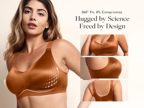 Comfelie Women Plus Size Luxury Satin Curve Pop Soft Seamless Bra No Underwire Bra Comfort Seamless Bra With Free Laundry Bag EB072