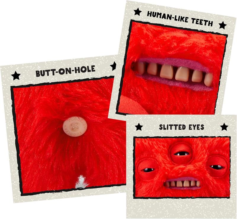 2PCS Fuggler Love Fugg Red: Collectible Ugly Monster Plush & Stress Relief Fidget Toy Cute Toothed