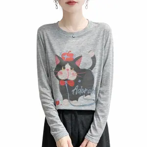 Freaswind Women’s Tencel Long Sleeve T-Shirt, Lightweight Soft Knit Base Layer Top, Slim Fit Breathable Stretch Tee for Fall & All Seasons