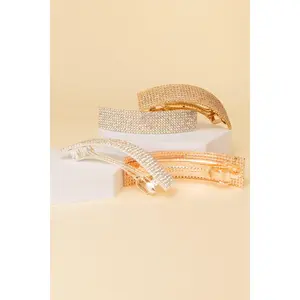 Amara Rhinestone Pavé Rectangular Hair Barrette Clip