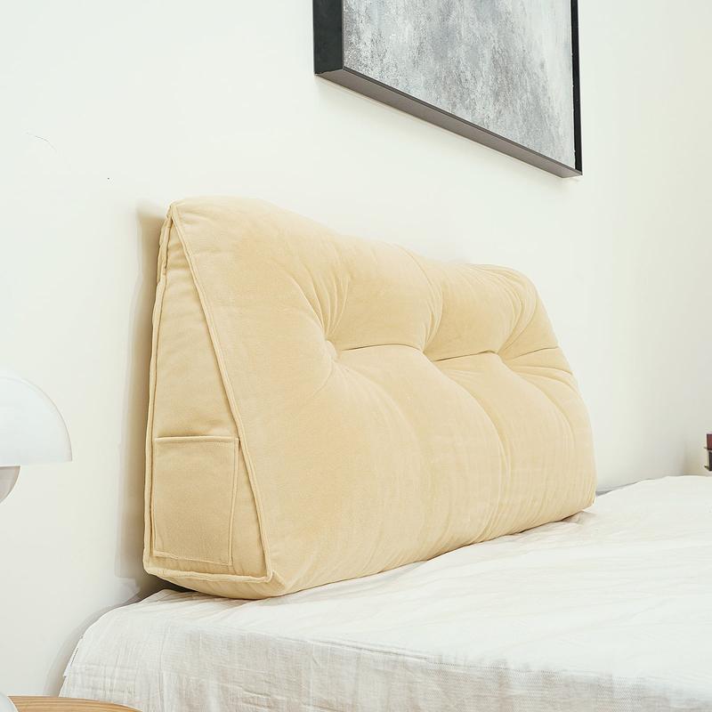 Velvet Headboard Wedge Pillow (40x20x8 inch) Detachable Bed Wedge Pillow for Sleeping with Phone Pocket Bedside Bed Rest Cushion for Bedroom,Living Room,Sofa