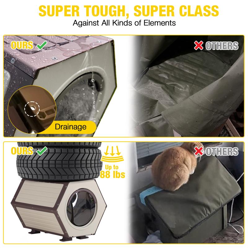 Aivituvin-AIR107 Indoor/Outdoor Heated Cat House for Outdoor Winter,Combined Cat Condo Aivituvin-AIR107 Indoor/Outdoor Heated Cat House for Outdoor Winter,Combined Cat Condo