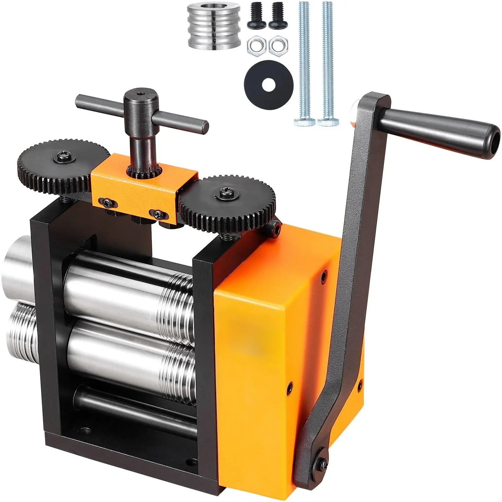 2.95-in (75mm) Black Paint Jewelry Rolling Mill - 3-in-1 Multifunction Hand Tool, 1:2 Hand Crank Gear Ratio, 14.2 × 5.5 × 11.6 In, 36.8 lbs, Adjustable Rolling Thickness 0.03-6.5mm for Metal Sheets, Square/Wire/Semicircle