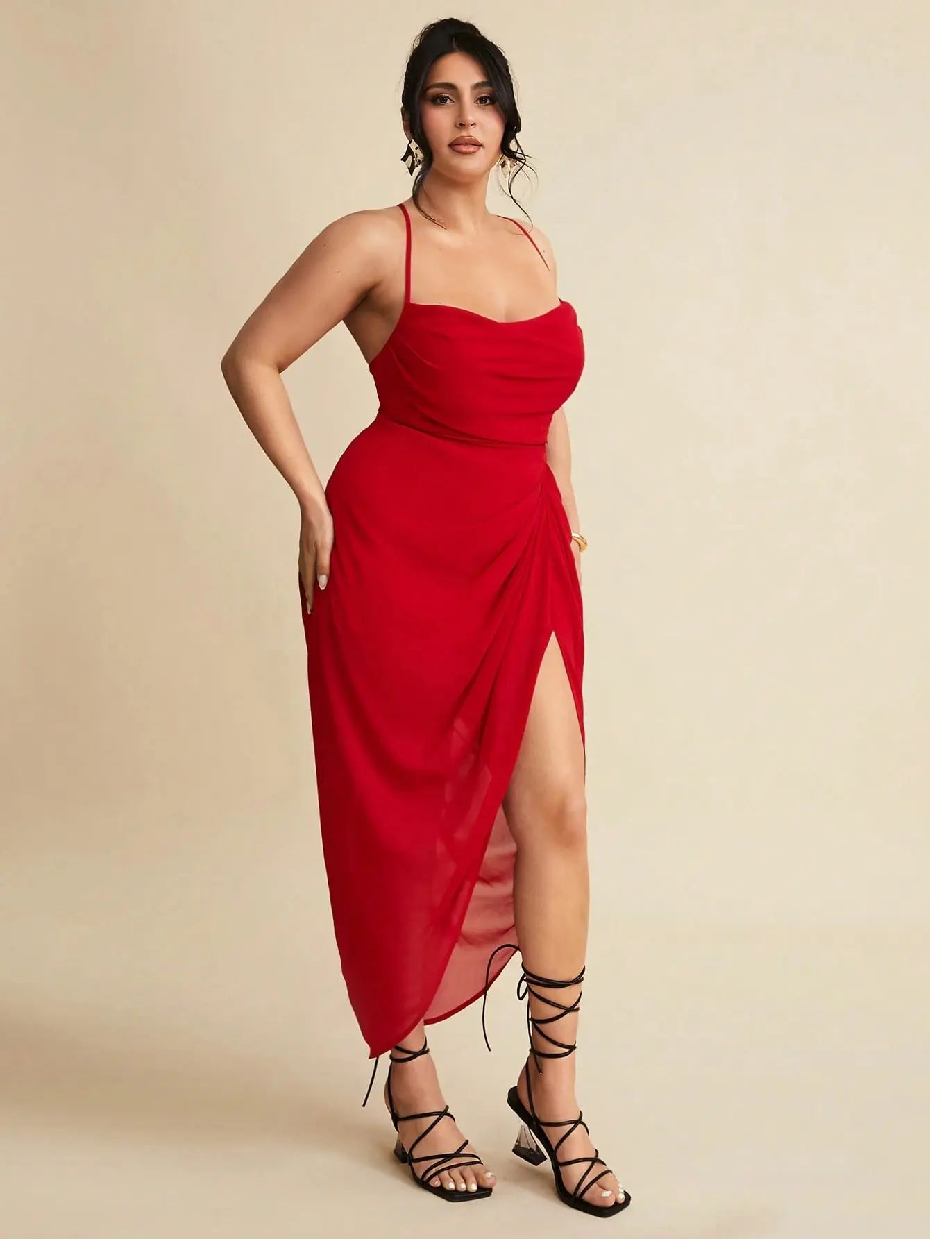 red plus size birthday dress Plus Size Red Cotton Evening Dress: Corset Formal Gown