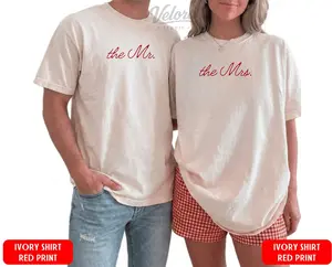 Comfort Colors The Mr The Mrs T-Shirt, Custom Bride Groom Matching Tee, Wedding Gift for Newlywed Couple, Honeymoon Bachelorette Party Tee