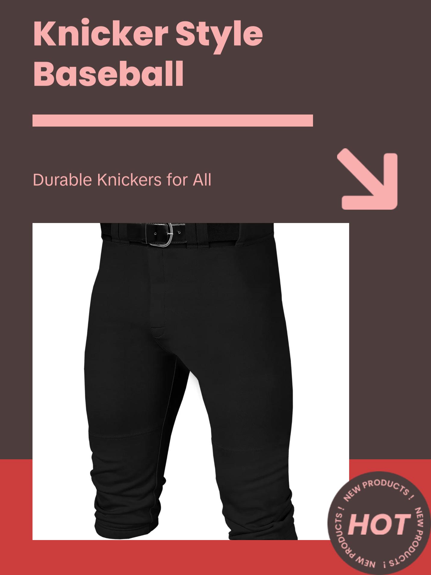 Penveer Knicker Style Adult Baseball Pants with Durable Snap Zip, Elastic Bottom Mens Baseball Pants (Black) Athletic Stretchable High Waisted Athletic Penveer Knicker Style Adult Baseball Pants with Durable Snap Zip, Elastic Bottom Mens Baseball Pants (Black) Athletic Stretchable High Waisted Athletic