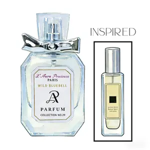 No.29 WILD BLUEBELL 2011 Folral Green Leaf Top:Bellflower Dew Drop Green Leaf Cloves Middle:Persimmon Peach Base:Musk Powder  Size: 30ML 1oz L’Aura Précieuse Women Long Lasting Oil Base Fragrance Parfume