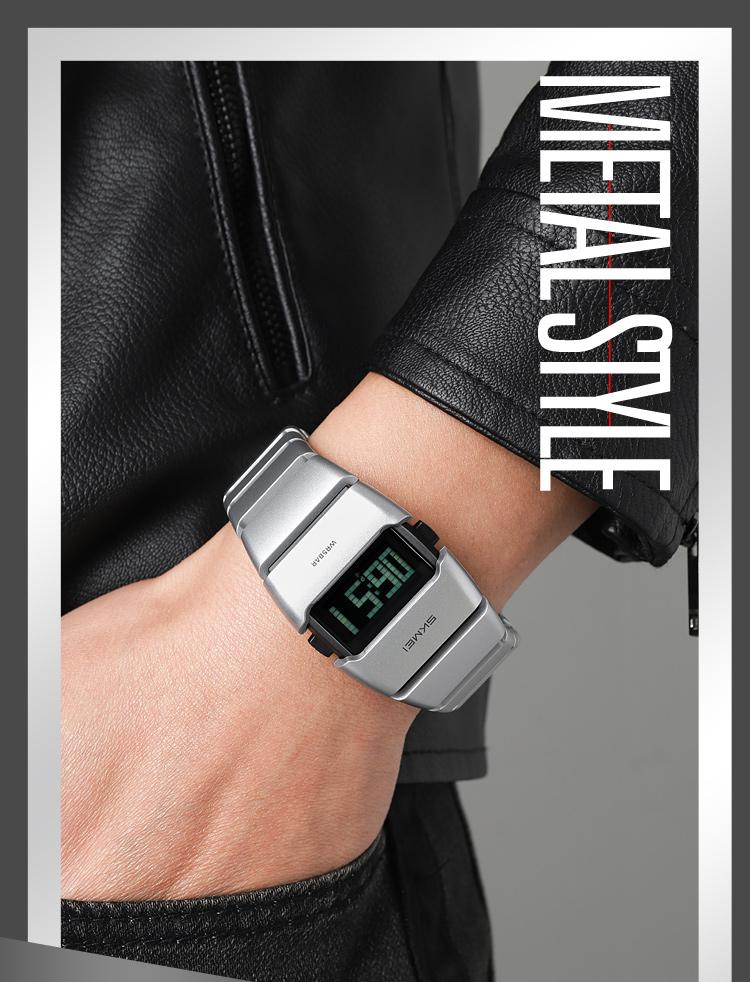 SKMEI Men's Multi Function 5ATM Water-Resistant Tonneau Digital Sports Wristwatch, 34.9x37mm Bold Digits, Stopwatch, Alarm, Date, EL Backlight, Chunky ABS Plastic Band, Trendy Urban Fashion Wristwatch for Outdoor Sports & Everyday Wear SKMEI Men's Multi Function 5ATM Water-Resistant Tonneau Digital Sports Wristwatch, 34.9x37mm Bold Digits, Stopwatch, Alarm, Date, EL Backlight, Chunky ABS Plastic Band, Trendy Urban Fashion Wristwatch for Outdoor Sports & Everyday Wear