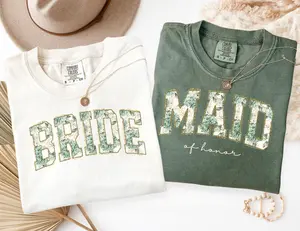 Maid Of Honor Shirt, Bridal Party Comfort Colors T-Shirt, Mother of Groom Bride, Bridesmaid Proposal Gift, Sage Green Bridal, Full Colors, Full Sizes