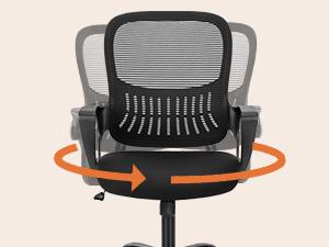 Sweet Furniture F Office Chair, Mid Back Computer Ergonomic Mesh Desk with Larger Seat, Executive Height Adjustable Swivel Task with Lumbar Support and Armrests for Women Adults