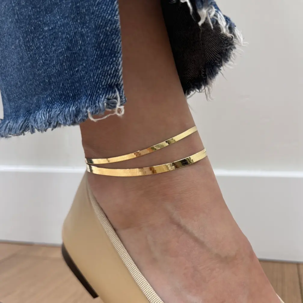 2PCS golden snake chain anklet 