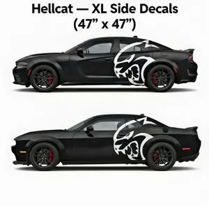 Dodge Challenger & Charger Hellcat Big Cat Head Rear Side Decal Kit (Left & Right Pair) – XL Vinyl Car Stickers for SRT, Hellcat Models – Weatherproof, UV-Resistant, Fade-Resistant, Easy Apply Muscle Car Exterior Mod