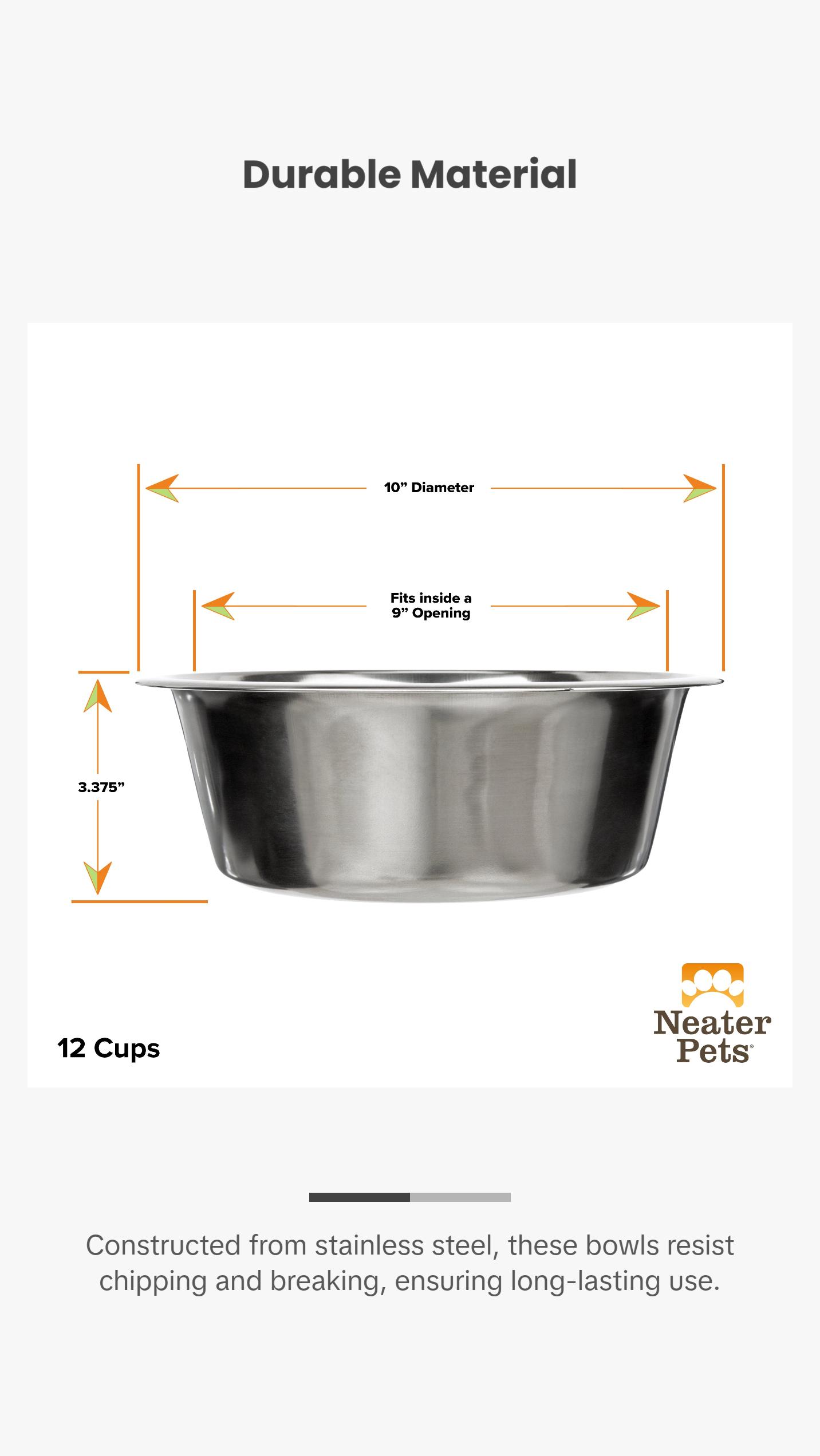 NEATER PETS Extra Large Stainless Steel Pet Bowls for Dogs or Cats