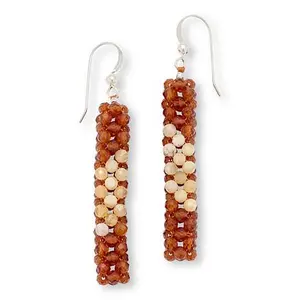Mine Finds by Jay King Hessonite and Yellow Opal Bead Woven Earrings