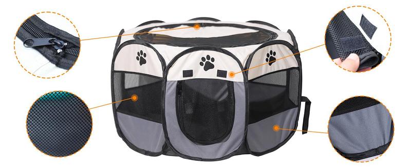 Portable Pet Playpen, Dog Playpen Foldable Pet Exercise Pen Tents Cat House Playground for Puppy Kitten Indoor Outdoor Travel Camping Use Beds Bedding Enclosure