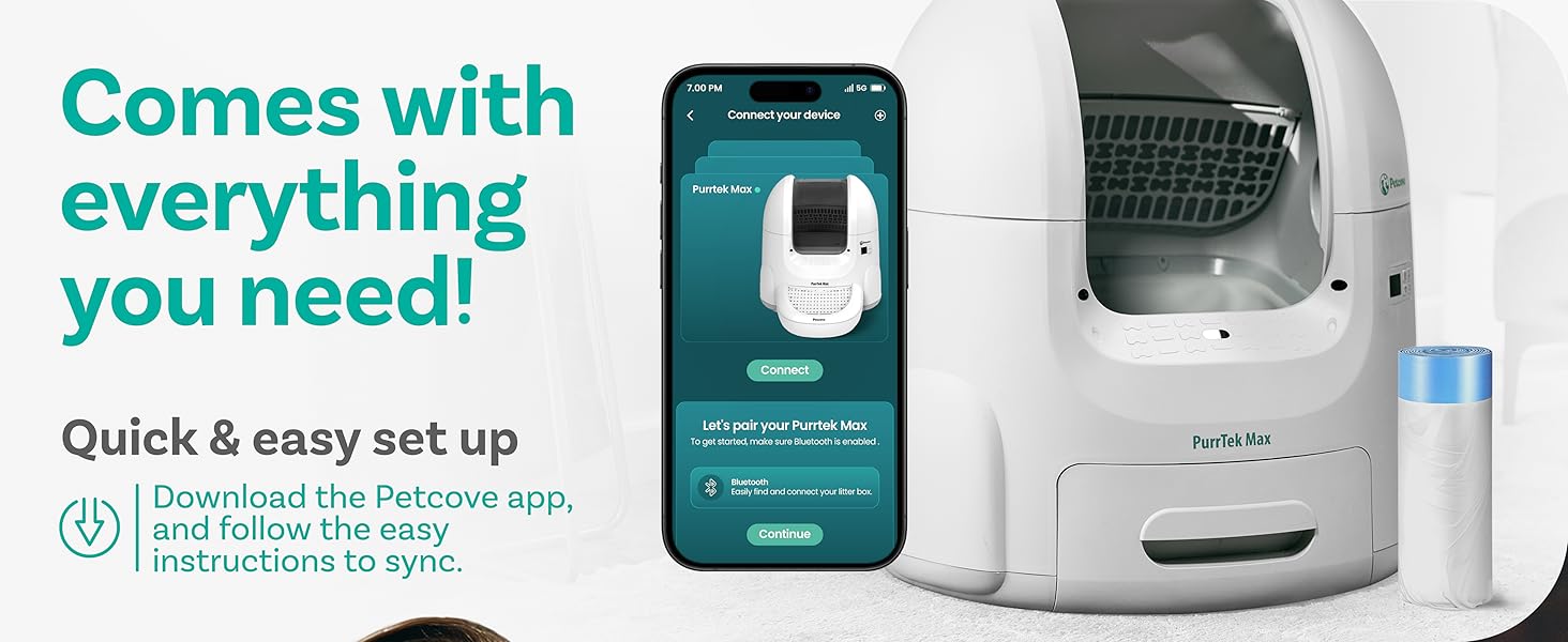 Petcove PurTek Max Self Cleaning Litter Box Extra Large Automatic Cat Litter Box with APP Control Smart Odor Blocking Spacious Design for Multiple Cats Petcove PurTek Max Self Cleaning Litter Box Extra Large Automatic Cat Litter Box with APP Control Smart Odor Blocking Spacious Design for Multiple Cats