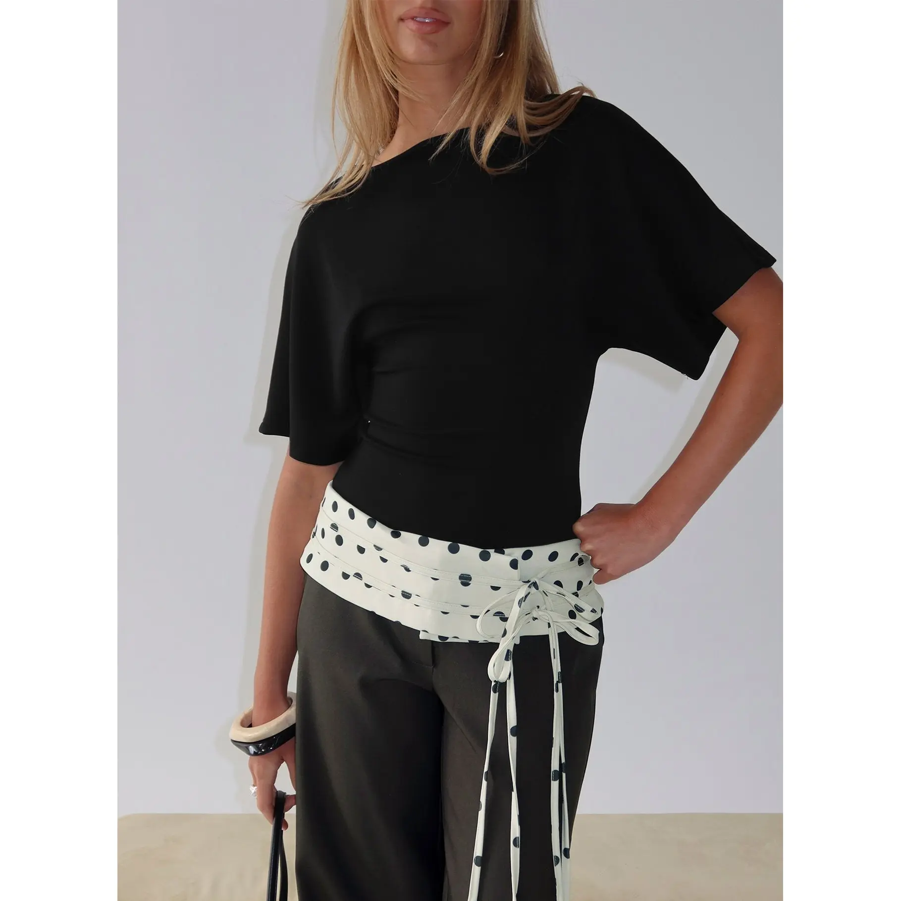Arazia Cinched Short Sleeve Top Black