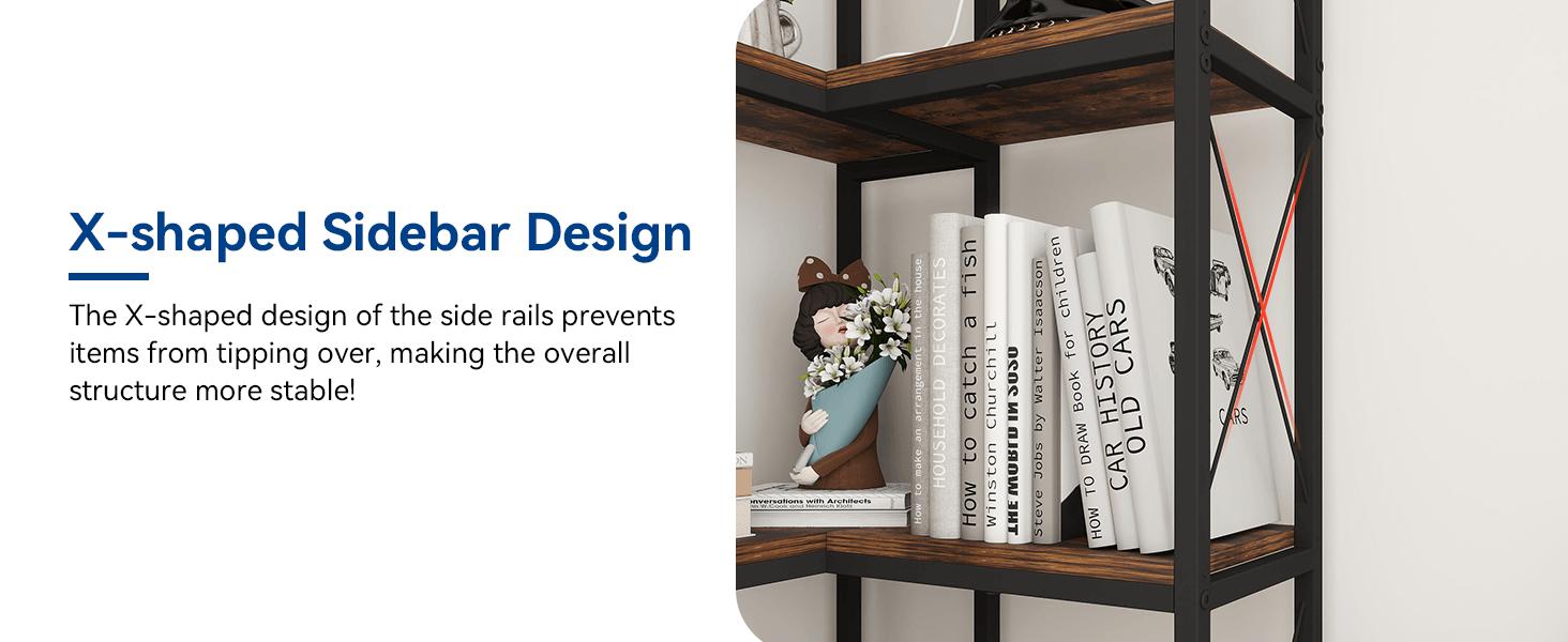 Corner Bookshelf, 5 Tier Industrial Style Design Corner Shelf with Metal Frame and Open Shelves for Living Room, Bedroom, Study, Black IF153 Corner Bookshelf, 5 Tier Industrial Style Design Corner Shelf with Metal Frame and Open Shelves for Living Room, Bedroom, Study, Black IF153