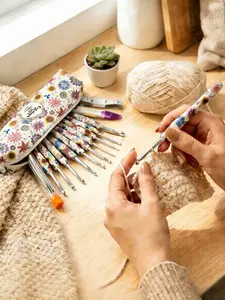 42Counts Crochet Hooks Sets for Beginners Full Size Soft Handle Crochet Starter Set with Storage Bag Crochet Accessories Ergonomic Crochet Kit Cute Printed Knitting Kit for Crochet Lovers