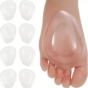 8-piece pack of high heel-specific forefoot cushioning gel pads, unisex silicone triangular insoles, soft and comfortable.Reusable, anti-slip shock absorption function.Translation:.