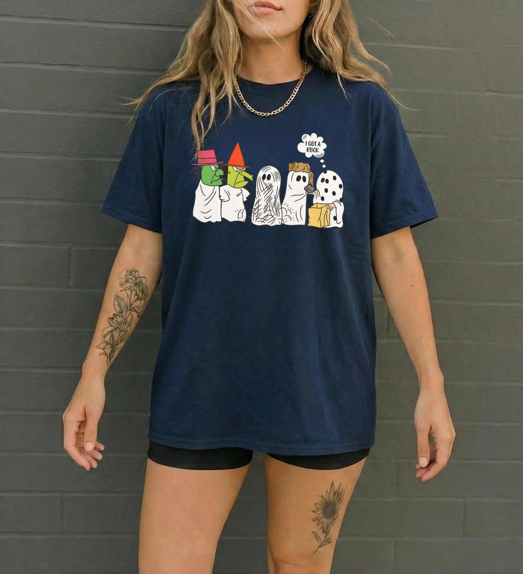 Women's Got A Rock Halloween Meme Crew Neck T-Shirt - Basic, Classic, Bow Accent, Cold Wash, Spooky Trick or Treat Gildan G5000