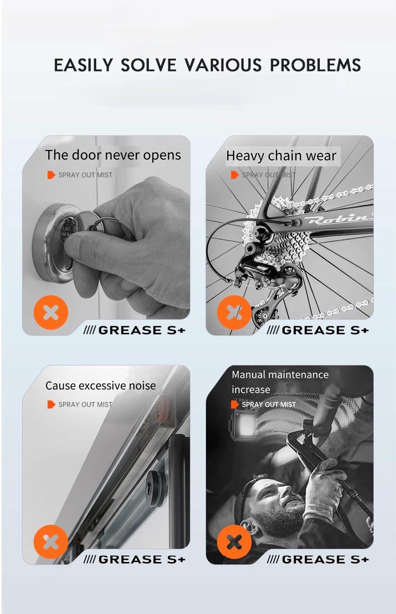 Enhanced powerful rust removal and lubrication sprayPreventcorrosion, quickly loosen stuck components