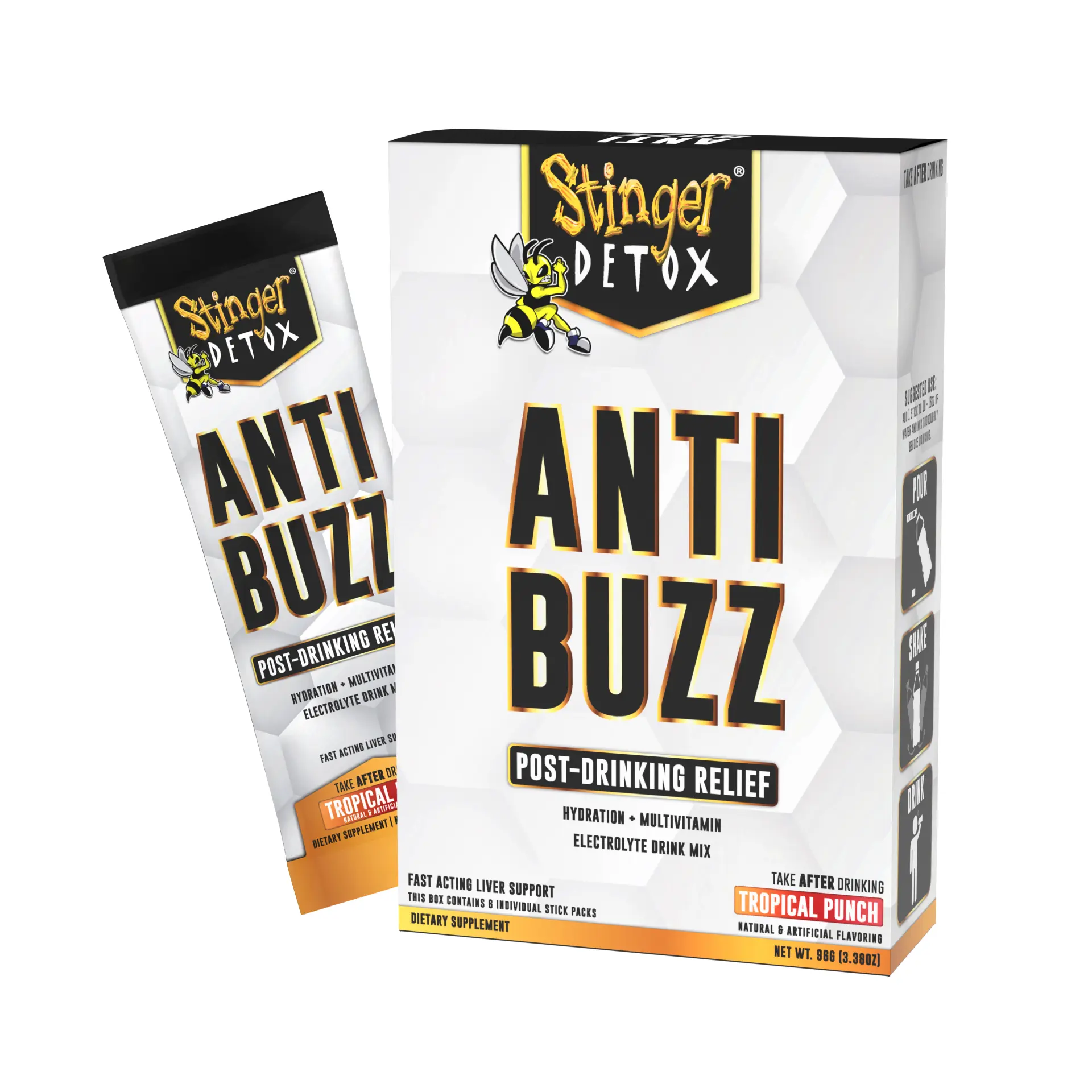 Anti-Buzz Drink Mix | Post-Celebration Relief, Hydration & Multivitamin | 6-Pack