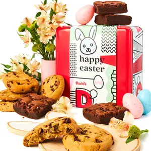 David’s Cookies Gluten-Free Assorted Cookies And Brownies 2Lbs – Comes In A Beautiful Happy Easter-Themed Tin Gift Box – Fresh Baked Delicious Gourmet Easter Cookies & Brownies For Friends And Family