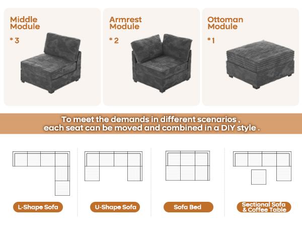【6 Packages Shipping】Ovios 131" Modular Sectional Sofa Couch with Ottoman, U-Shaped Minimalist Couches with 2 Oversized Chaise, L-Shaped Modern Deep Seat Cloud Plush Corduroy Sofas Set for Living Room, 6 Seater 【6 Packages Shipping】Ovios 131" Modular Sectional Sofa Couch with Ottoman, U-Shaped Minimalist Couches with 2 Oversized Chaise, L-Shaped Modern Deep Seat Cloud Plush Corduroy Sofas Set for Living Room, 6 Seater