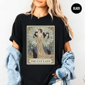Cat Lady Tarot Card Sweatshirt, Cat Lover T-shirt, Witchy Cat Lady Hoodie, Cat Mom Gift, Funny Cat Mama Mothers Day Gift Summer