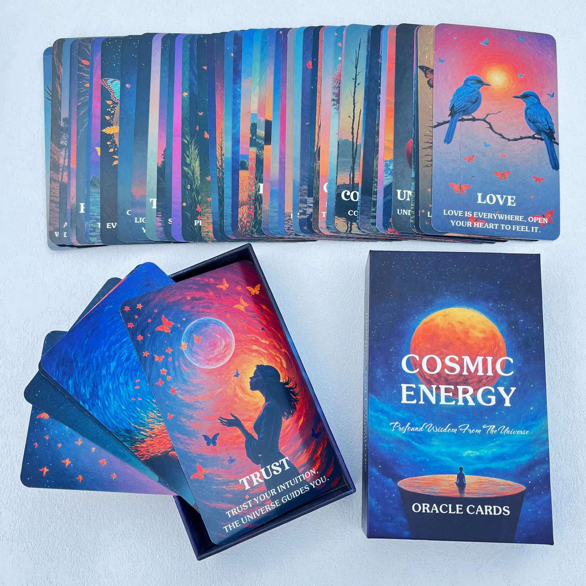 Cosmic Energy Oracle Cards, 54 Guiding Light Oracle Cards Deck for Spiritual Guidance, Self-Discovery, Inner Strength, and Universal Wisdom for Daily Use, Readings, and Meditation
