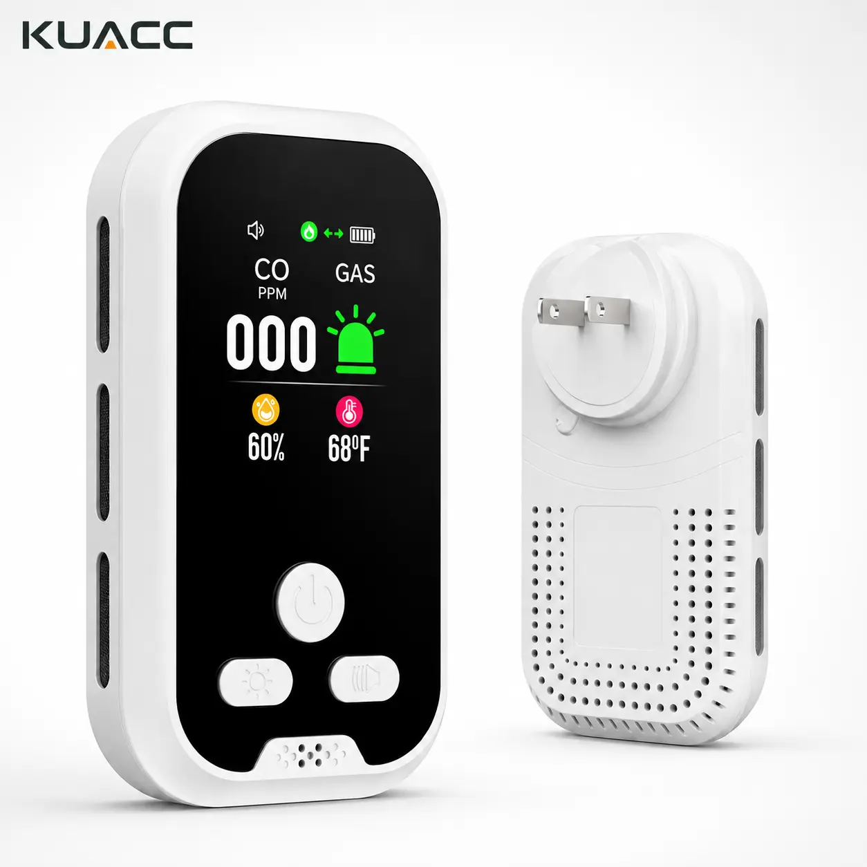 KUACC 6-in-1 Portable Detector, Home Items with Natural Gas, Temperature & Humidity Sensors, Plug-and-Play Design, High-Definition Display, Accurate Alerts, Ideal for Kitchen, Household Use