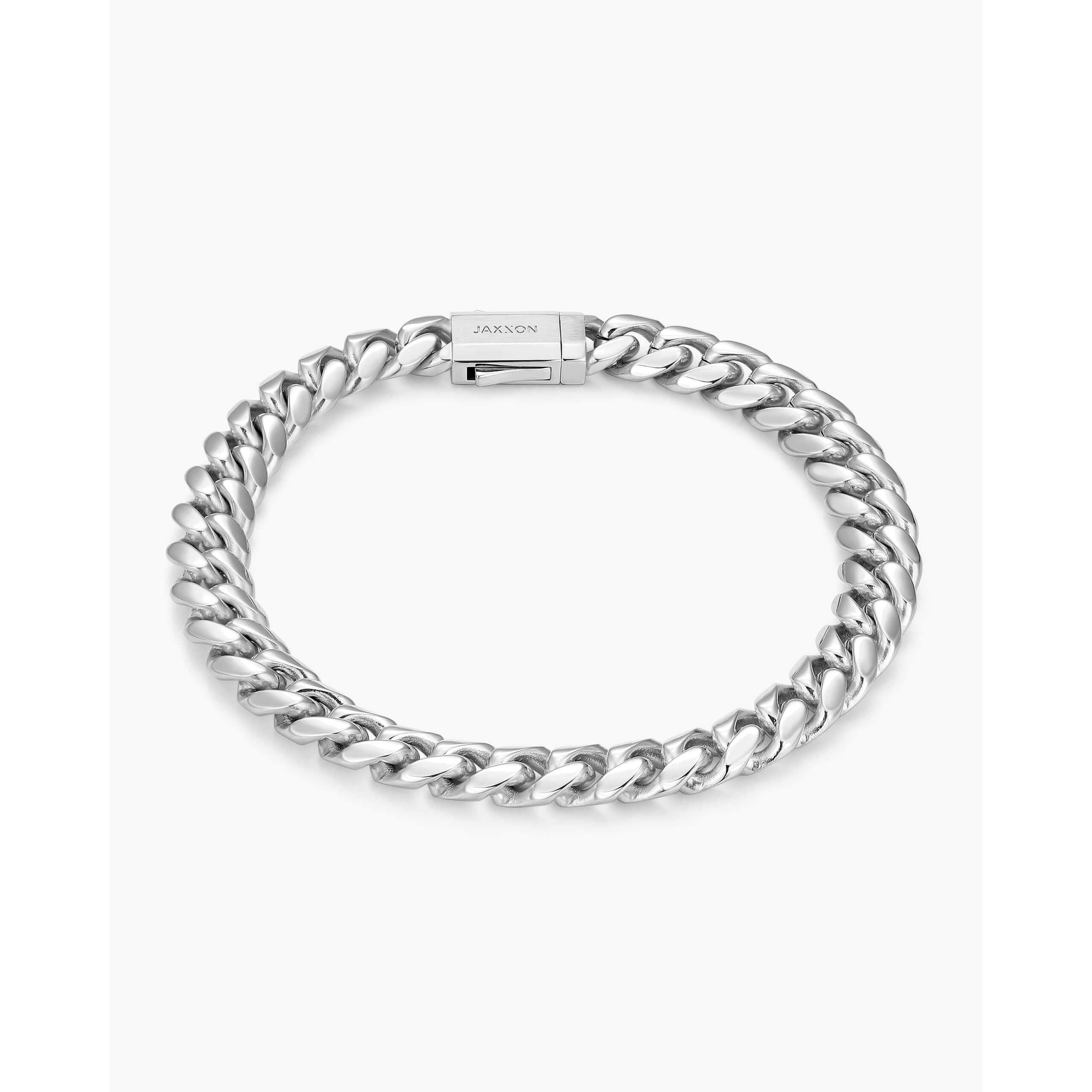 JAXXON Cuban Link Bracelet 8mm - Silver - Waterproof - Box Clasp