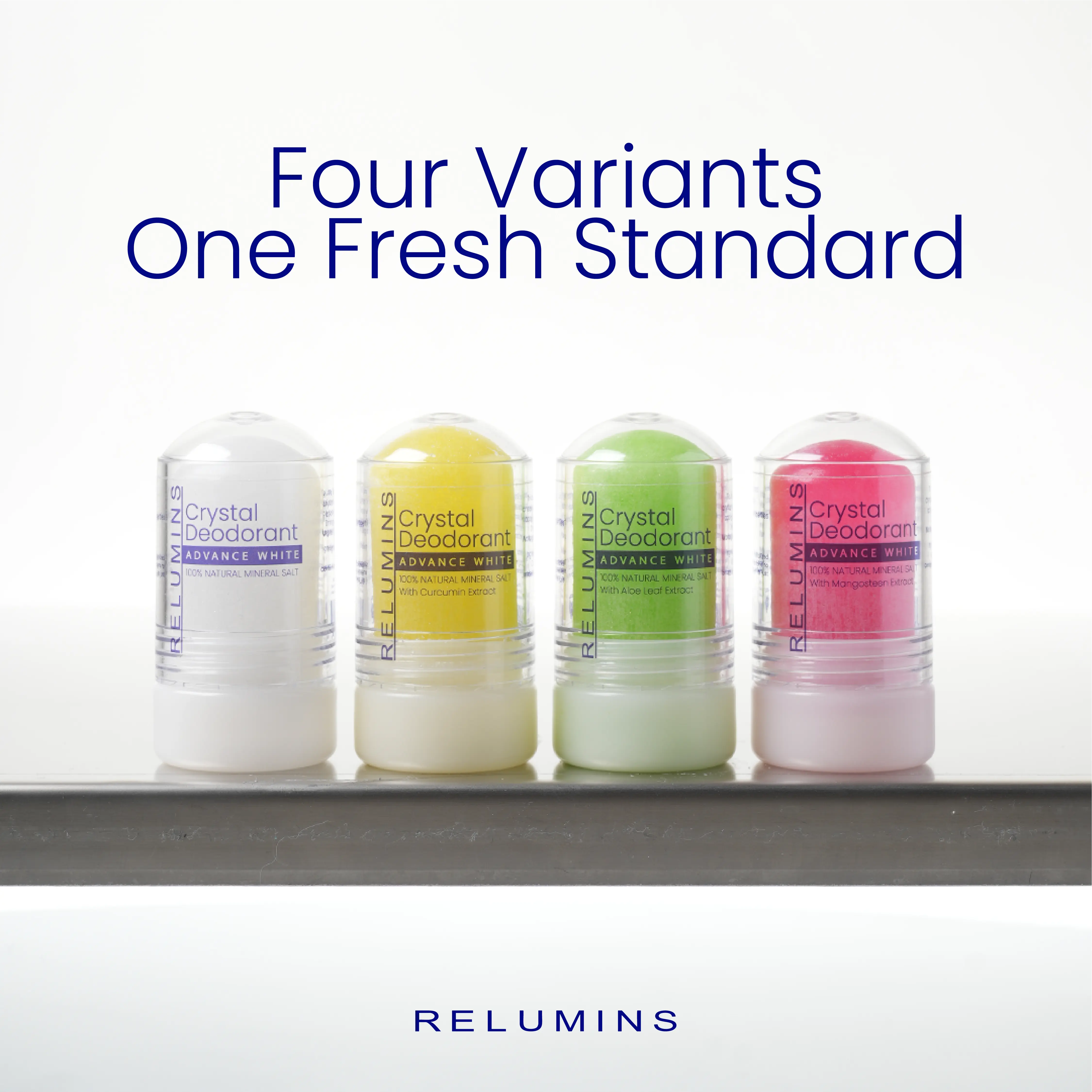 Relumins Crystal Deodorant, All-Natural Mineral Salt Stick, Non-Staining, Non-irritating, Aluminum-Free, Deodorant with 24-Hour Odor Protection - 60g