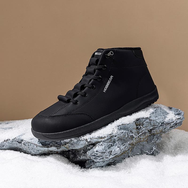HOBIBEAR Winter Fleece Lined Wide Toe Shoes Spring Autumn Men's Sports Shoes Mid Top Flat Women's Skate Shoes