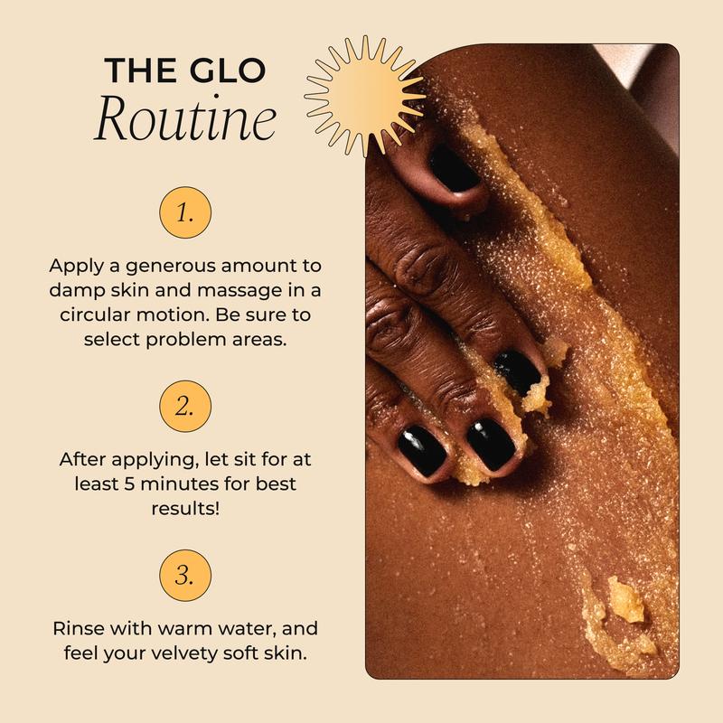 Glo Melanin Turmeric Brightening Scrub for Hyperpigmentation and Exfoliation, w/ Sea Salt & Vitamin E, 200ml Glo Melanin Turmeric Brightening Scrub for Hyperpigmentation and Exfoliation, w/ Sea Salt & Vitamin E, 200ml