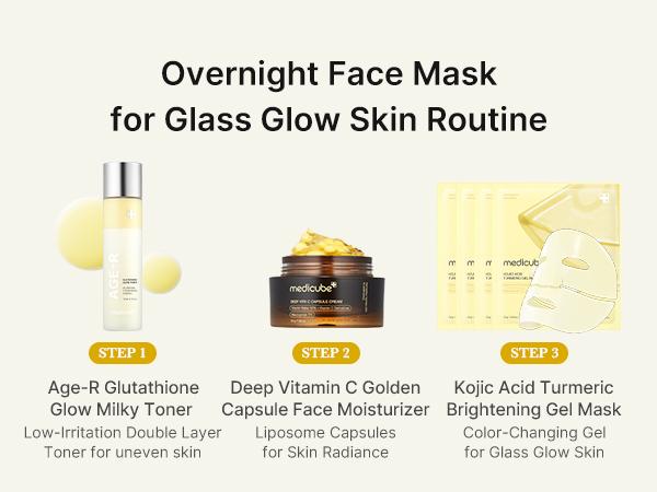 [medicube] Kojic Acid Turmeric Gel Mask (4 sheets) | Color Changing Gold Jelly Mask | Overnight Face Mask for Glass Glow Skin,  Vitamin C