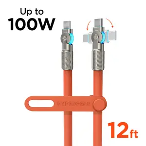 Chunky180° 100W USB-C to USB-C Rugged Fast Charge Cable | 12ft | Orange