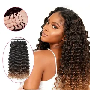 New 2026 ElNbeauty Deep Wave Feather Crochet HumanHair Bundles, Lightweight Pre-Separated Super InvisiblyKnot and Durable Reusable T30# Color 100% Human Hair16-24inches Optional
