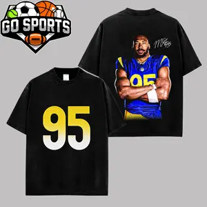 [Go-Sports] Myles Garrett 95 LA Premium 100% Cotton T-Shirt, Rams House Apparel, LA Rams Football Fans Streetwear Tee, Gift For Football Fan Graphic Tee T-Shirt