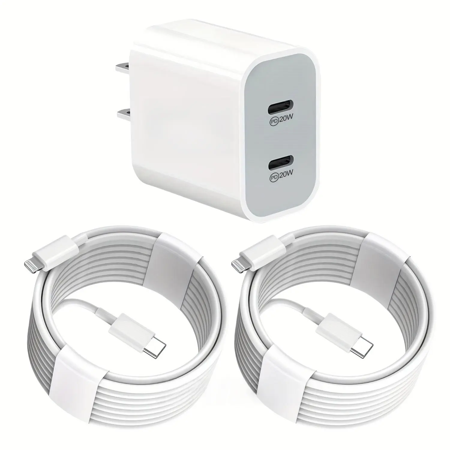 For iPhone 14 Charger Fast Charging,40W Dual USB-C Quick Wall Charger with 10ft Extra Long Lightning Cable for iPhone 14/13/12/11/XR/XS/SE/iPad Multi Ports Type C