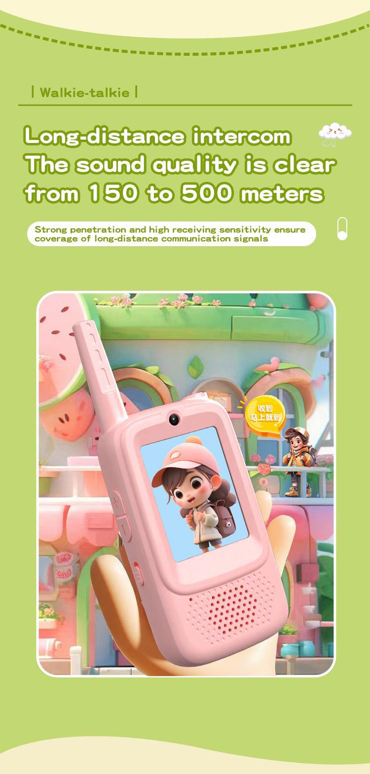 1 Pair  Kids Walkie Talkies with Video – Screen Display Toy Radios with Voice Effects, One-on-One Pairing, Long Range – Birthday Toys Gifts for Boys & Girls Ages 3–10