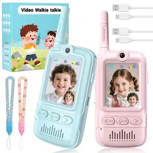 Artman Video Walkie Talkies , 2 Pack Rechargeable Walkie Talkies with Screen, Long Range Two Way Radios Toys for Family Games, Outside, Camping, Birthday for Boys Girls Ages 3-12 (Blue & Pink)