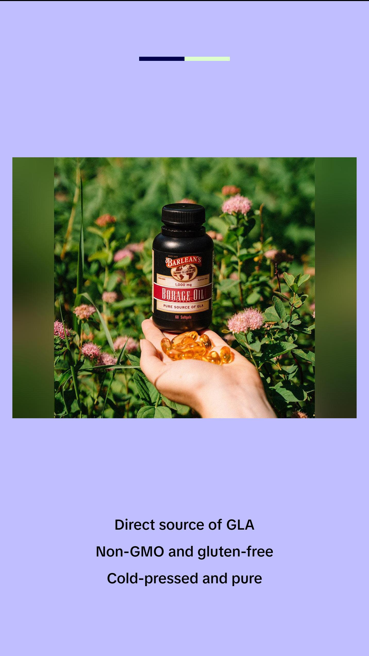 Barlean's Borage Oil Capsules, 1000mg Cold Pressed Pure Borage Seed Oil GLA Supplement Healthcare Dietary