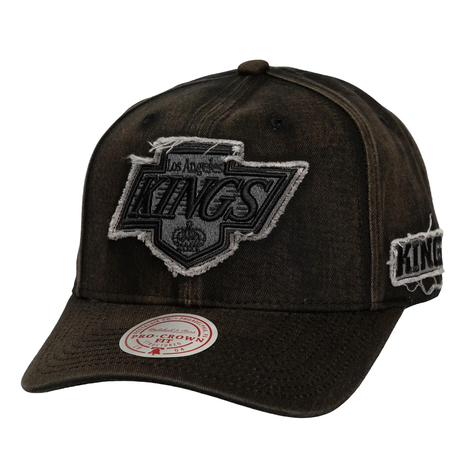 Mitchell & Ness Los Angeles Kings Black Downtown Pro Crown Snapback Hat, Unisex Casual Cotton Graphic Cap with Regular Fit